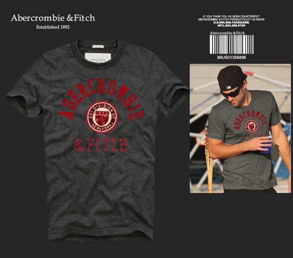 Abercrombie Fitch Hombres De Cuello Redondo Con Gente Fotos Corto Remera AF5657